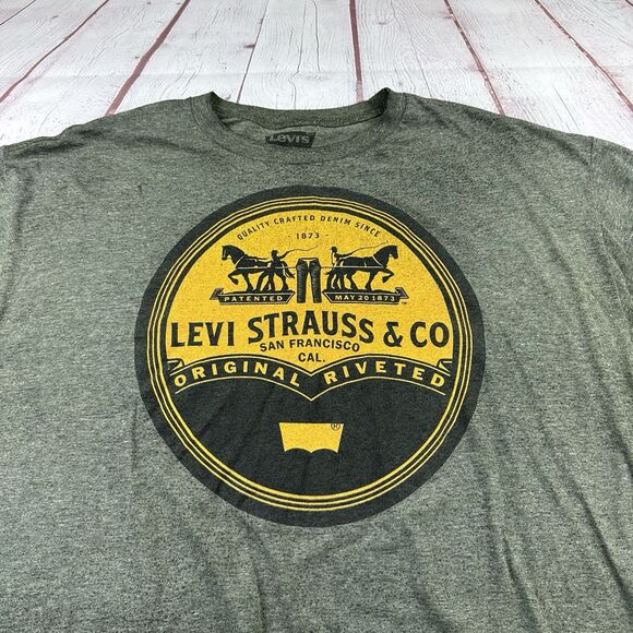 Levis Mens Heather Green Short Sleeve Logo T-Shirt Sz XL - Picture 1 of 7